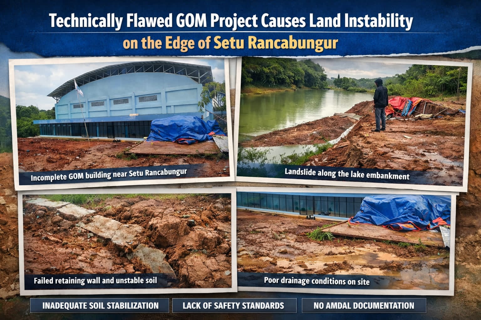 Kajian Teknis Dipertanyakan, Proyek GOM Rancabungur Picu Longsor di Bibir Setu